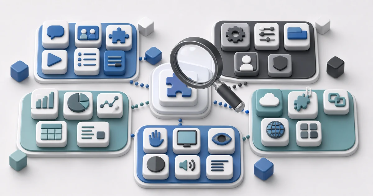 Moodle plugin discovery board with extension modules grouped by category and a compatibility lens.